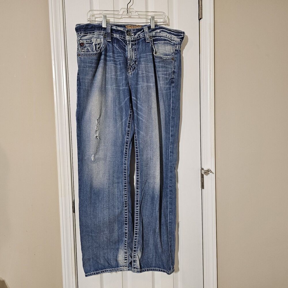 Big Star Union Jeans Men’s 38x33 Blue Distressed Denim Straight Leg Jeans
